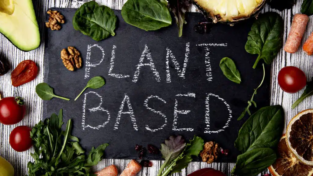 Plant-based diet concept with fresh vegetables and fruits