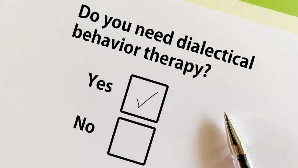 Checkbox form asking about dialectical behaviour therapy needs