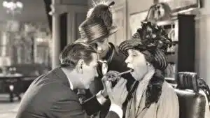 Vintage dental examination in 1930s setting