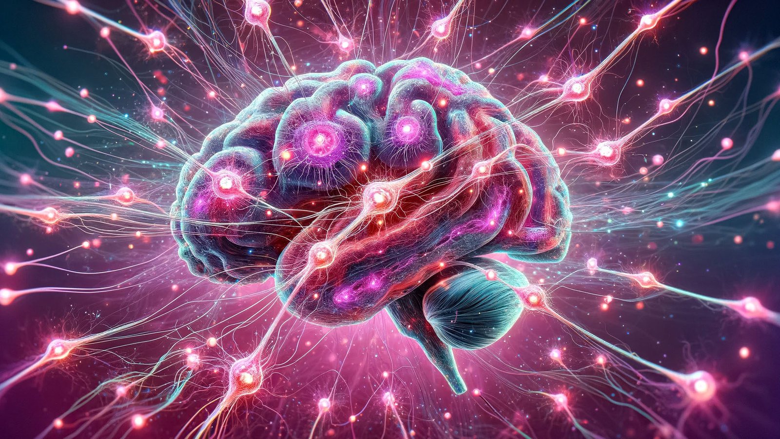 Futuristic digital neural network brain visualization with glowing nodes