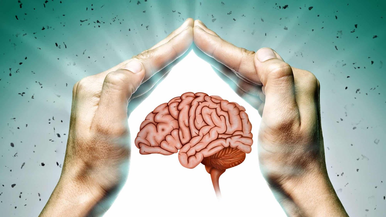 Brain protected by hands symbolizing mental health care